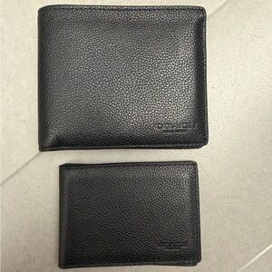 Coach Black Leather Key & Card Holder Set